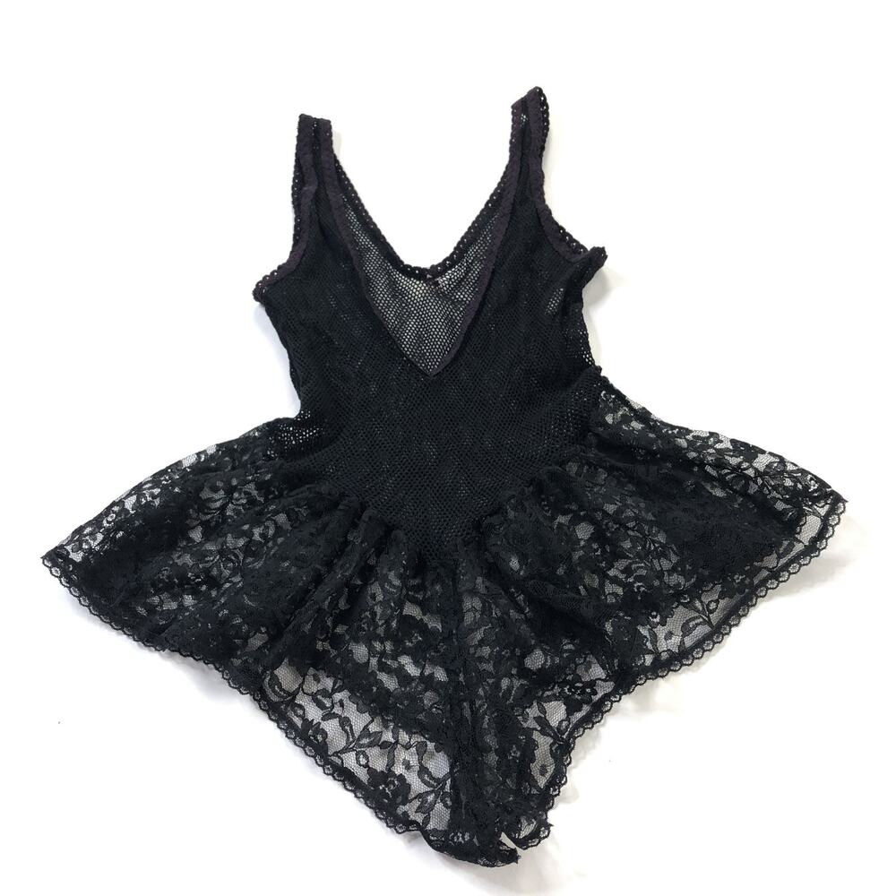 Vtg 90s Alana Gale Womens MED Romper Intimates Black Lace Grunge Fairy Lingerie